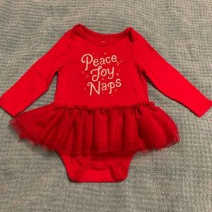 🌼 🎄Cat & Jack Bodysuit Baby Girls Size 6-9 months New Christmas Peace Joy Naps